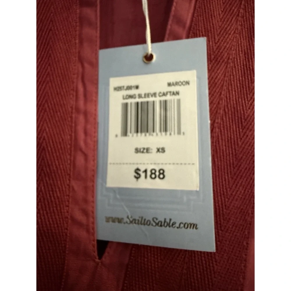 STS Sail to Sable 100% Cotton Maroon Caftan Dress XS Resort Preppy NWT $188 - Picture 7 of 15
